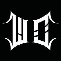 wo logotyp monogram med abstrakt form design mall vektor