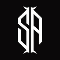 sa-Logo-Monogramm mit Hornform-Designvorlage vektor