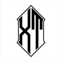 xt logotyp monogram med sköldform och översikt design mall vektor ikon abstrakt