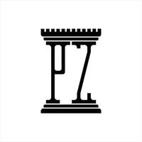 pz-Logo-Monogramm mit Designvorlage in Säulenform vektor