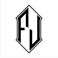 fj logotyp monogram med sköldform och översikt design mall vektor ikon abstrakt