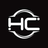 hc-Logo-Monogramm mit Kreis abgerundeter Scheibenform-Designvorlage vektor