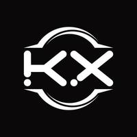 kx-Logo-Monogramm mit Kreis abgerundeter Scheibenform-Designvorlage vektor