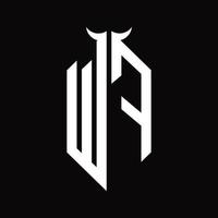 wf welogo monogram med horn form isolerat svart och vit design mall vektor