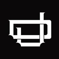 dj-logo-monogramm mit vintage-überlappender verknüpfter stil-designvorlage vektor
