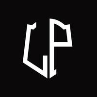 lp logotyp monogram med skydda form band design mall vektor