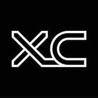 xc-Logo-Monogramm mit negativem Raum im Linienstil vektor