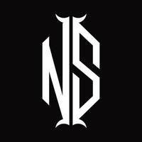 ns-Logo-Monogramm mit Designvorlage in Hornform vektor