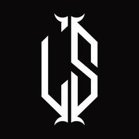 ls-Logo-Monogramm mit Hornform-Designvorlage vektor
