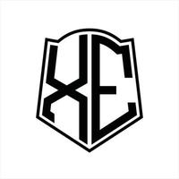 xe-Logo-Monogramm mit Schildform-Entwurfsvorlage vektor