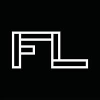 fl logotyp monogram med linje stil negativ Plats vektor