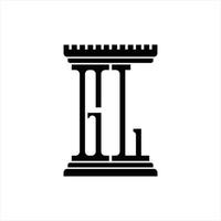 gl-Logo-Monogramm mit Designvorlage in Säulenform vektor