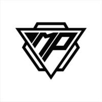 mp-Logo-Monogramm mit Dreieck und Sechseck-Vorlage vektor