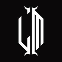 lm-Logo-Monogramm mit Hornform-Designvorlage vektor