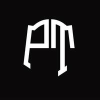 pt logotyp monogram med skydda form band design mall vektor
