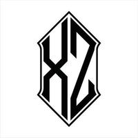 xz logotyp monogram med sköldform och översikt design mall vektor ikon abstrakt