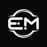 em-Logo-Monogramm mit Kreis abgerundeter Scheibenform-Designvorlage vektor