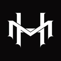 mh logotyp monogram med årgång överlappande länkad stil design mall vektor