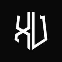 xu logotyp monogram med skydda form band design mall vektor