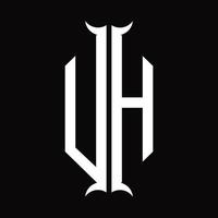 uh logotyp monogram med horn form design mall vektor