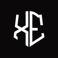 xe-Logo-Monogramm mit Band-Design-Vorlage in Schildform vektor