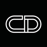 cd-logo-monogramm mit negativem raum im linienstil vektor