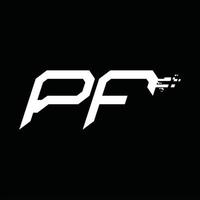 pf-Logo-Monogramm abstrakte Geschwindigkeitstechnologie-Designvorlage vektor