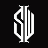sw logotyp monogram med horn form design mall vektor