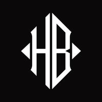 hb-Logo-Monogramm mit isolierter Designvorlage in Schildform vektor