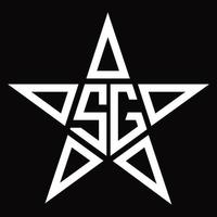 sg-Logo-Monogramm mit sternförmiger Designvorlage vektor
