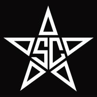 sc logotyp monogram med stjärna form design mall vektor