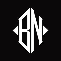 bn-Logo-Monogramm mit isolierter Designvorlage in Schildform vektor