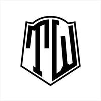 tw-Logo-Monogramm mit Schildform-Entwurfsvorlage vektor