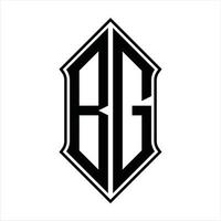 bg-Logo-Monogramm mit Schildform und Umriss-Design-Vorlage Vektorsymbol abstrakt vektor