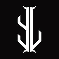yl-Logo-Monogramm mit Hornform-Designvorlage vektor