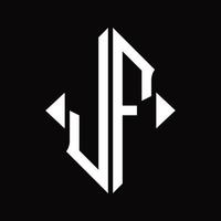 JF-Logo-Monogramm mit isolierter Designvorlage in Schildform vektor