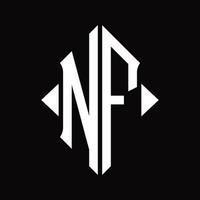 nf-Logo-Monogramm mit isolierter Designvorlage in Schildform vektor