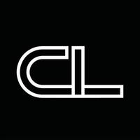 cl-logo-monogramm mit negativem raum im linienstil vektor