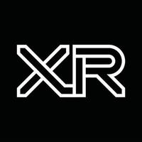 xr-Logo-Monogramm mit negativem Raum im Linienstil vektor