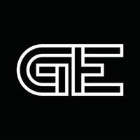 GE-Logo-Monogramm mit negativem Raum im Linienstil vektor