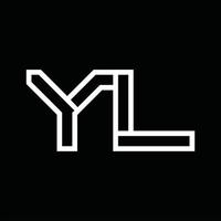 yl logotyp monogram med linje stil negativ Plats vektor