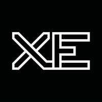 xe-Logo-Monogramm mit negativem Raum im Linienstil vektor