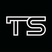 ts-Logo-Monogramm mit negativem Raum im Linienstil vektor