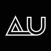 Au-Logo-Monogramm mit negativem Raum im Linienstil vektor