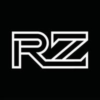 rz-Logo-Monogramm mit negativem Raum im Linienstil vektor