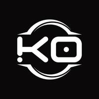 ko-Logo-Monogramm mit kreisrunder Scheibenform-Designvorlage vektor