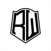 rw logotyp monogram med skydda form översikt design mall vektor