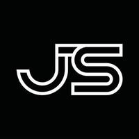 js-Logo-Monogramm mit negativem Raum im Linienstil vektor