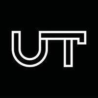 ut-Logo-Monogramm mit negativem Raum im Linienstil vektor