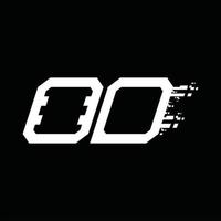 Od-Logo-Monogramm abstrakte Geschwindigkeitstechnologie-Designvorlage vektor